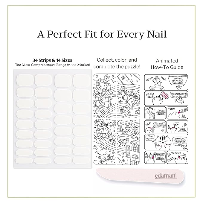 34 Piece Fully Cured Gel Nail Strips With No UV Light Needed, 14+ Days Gel Nail Polish Stickers, Salon Quality, Easy to Apply & Remove – Toxin Free, No Damage (Cloud Velvet)