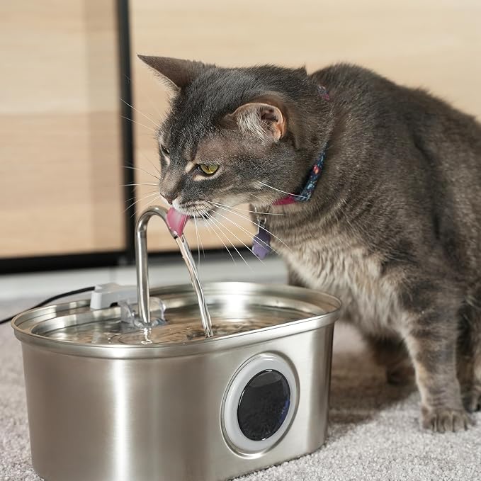 PawsPik SS-01 Stainless Steel Faucet-Design Cat Fountain 108.2 oz