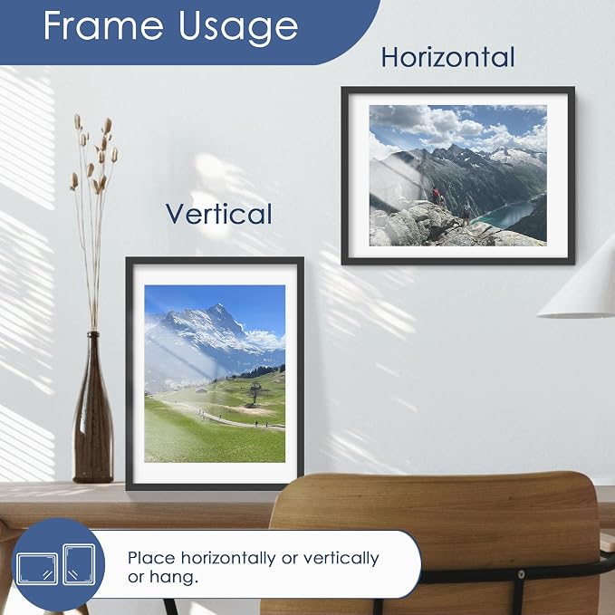 18x24 Poster Frame Set of 6, Wall Mounting Display, Black | Display 16x20 with Mat or 18x24 Without Mat, Horizontal or Vertical, Poster Frame Set for Wedding & Room & Home Decor