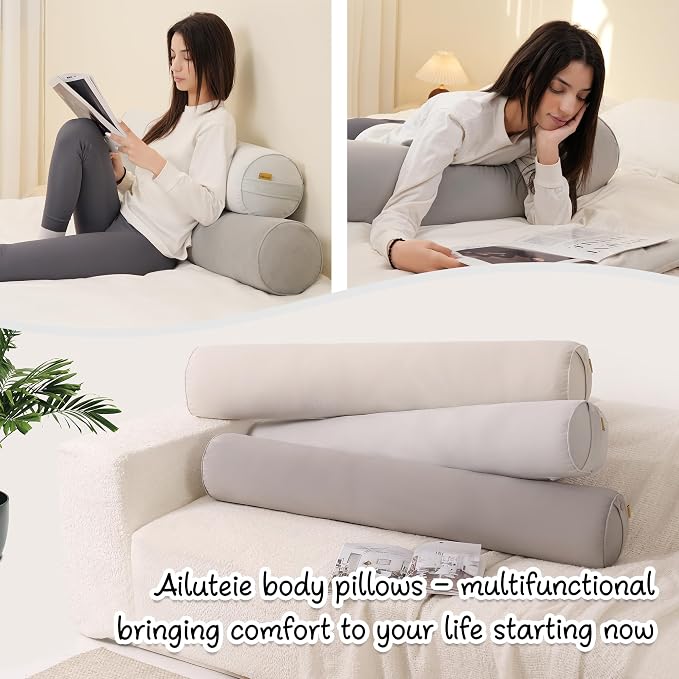 Body Pillow for Adults,Long Round Pillow,Big Cylindrical Pillow,Large Full Bolster Pillows for Side Sleepers (Zinc Gray, 59"*7.87")