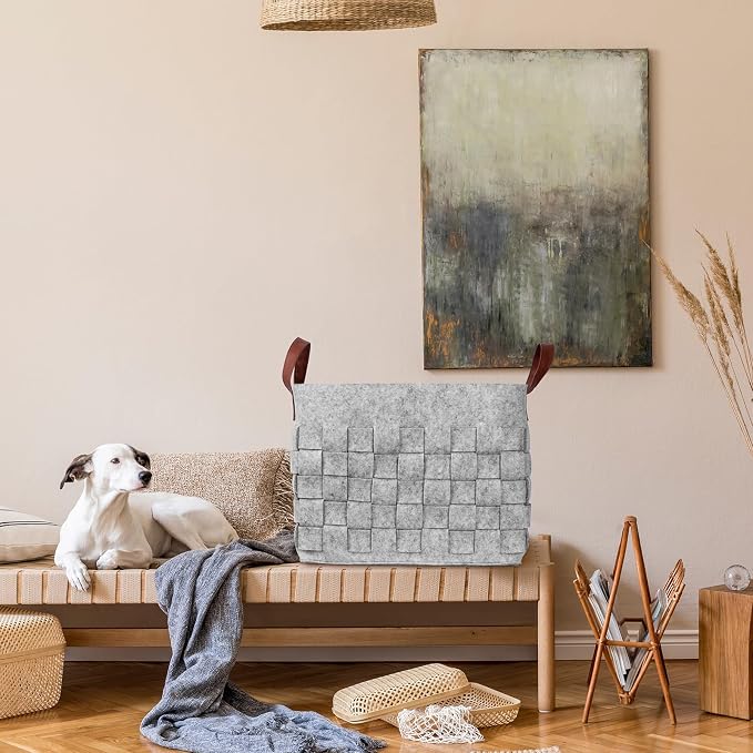Blankets Basket 20" x20 " x11.8 ", Large Storage Baskets for Organizing Round, Living Room Dog Toy Bin for Dirty Clothes, Pillows, Towel-Light Gray