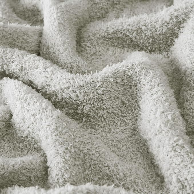 Knit Throw Blanket for Couch Light Grey - Super Soft Lightweight Plush Fuzzy Fluffy Warm Cozy Blankets and Throws for Sofa Bed, 50 x 60 inches