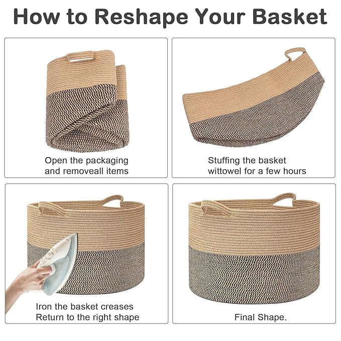 90L Extra Large Pink Woven Cotton Rope Basket with Handles | Kids Nursery Laundry Basket Hamper for Toys, Blankets, Pillows & Comforters, Cute Storage Bin for Bedroom & Playroom