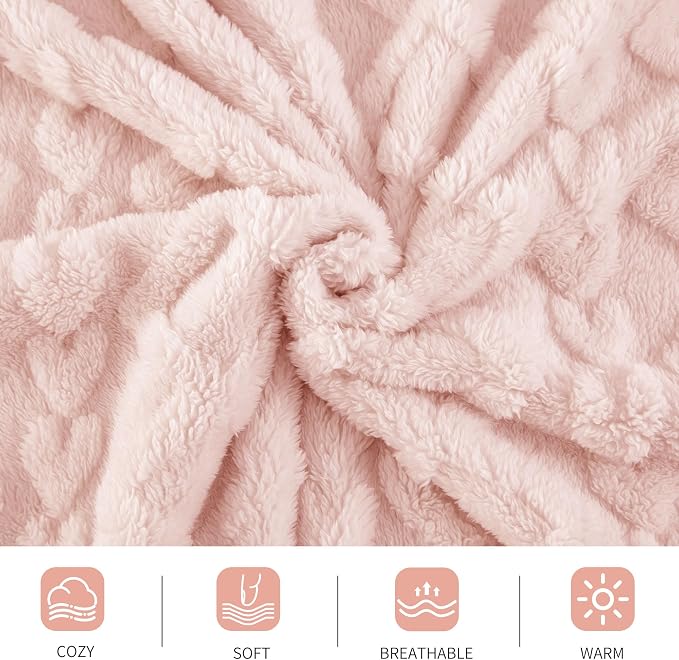 Aganear Fleece Throw Blanket for Couch Sofa 50"x60" Pink | Lightweight Fuzzy Throw,Warm Gift for Women,Christmas,Housewarming,Soft,Boho Design for Room Home Decor,All-Season Use