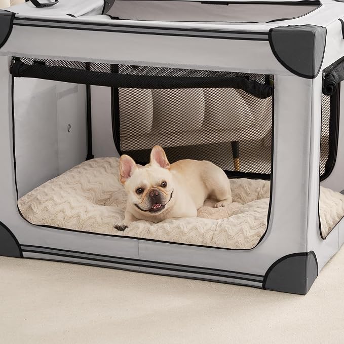 EHEYCIGA Washable Large Dog Bed for Crate, 36x27 Inch Pet Bed, Beige | Soft Dog Crate Bed, Plush and Comfy Kennel Pad, Deluxe Sleeping Mattress for Dogs Up to 55 lbs