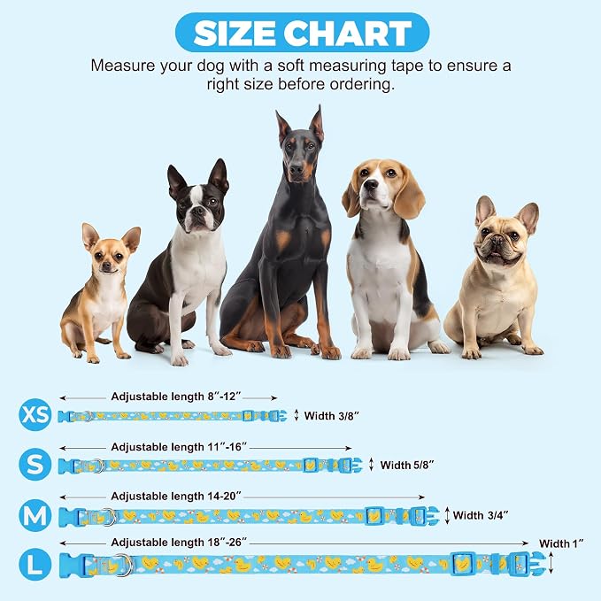 azuza Dog Collar with Bow Tie, Soft and Comfortable Adjustable Bowtie Dog Collar for Large Dogs (L, Yellow Duck)
