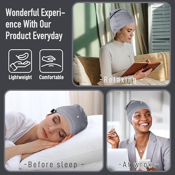 Castor Oil Pack Wrap for Head, Reusable Castor Oil Pack Wrap Organic Cotton for Women Sleeping,Castor Oil Pack Kit for Thinning, Balding, Dry and Damaged Hair L(Oil Not Included)