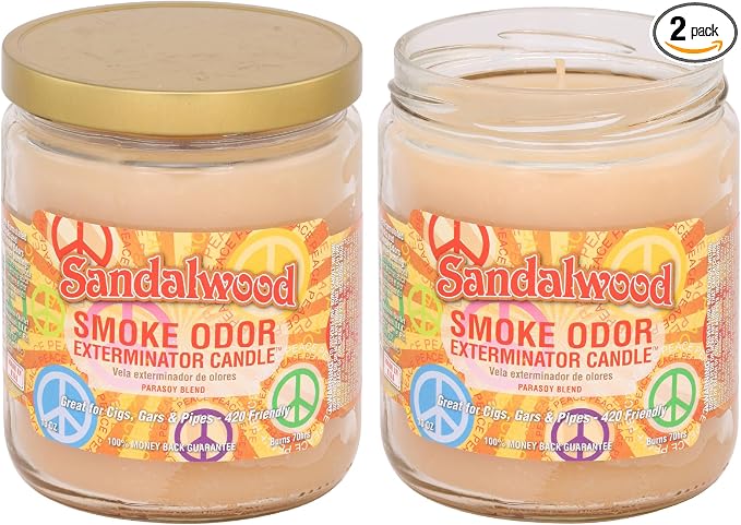 Smoke Odor Exterminator 13 oz Jar Candles Sandalwood, Pack of 2