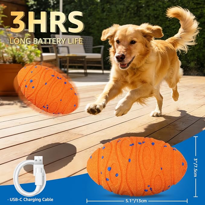 Dolita Interactive Dog Toy 2 Modes Tough Chewers Dog Ball, Smart Automatic Rolling Ball, E-TPU Material for Aggressive Chewers, Large/Medium Dogs