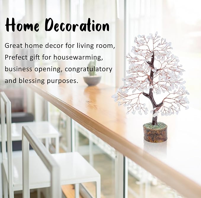 Clear Quartz Gemstone Tree of Life Feng Shui & Chakra Decor - Crystal Money Tree Bonsai for Positive Energy & Healing - Home Decor & Good Luck Spiritual Gift