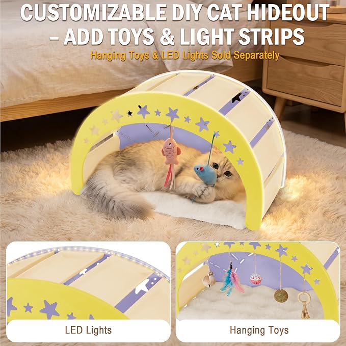 Cat Scratcher Bed, 3 in 1 Design-Bed, Scratcher, Hideaway Cave | with Elevated Sisal Pad & Reversible Fleece Mat,Sturdy HDPE Lounge for Indoor Cats, Tool-Free 30s Assembly, Supports 30 lbs