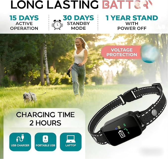 Bark Collar, Dog Bark Collar, Training Bark Collar | 5-60LBS Small & Medium Dogs, IP67 Waterproof, Rechargeable Anti Barking Collar with 3Modes, 5 Beep&7 Level Sensitivity Black