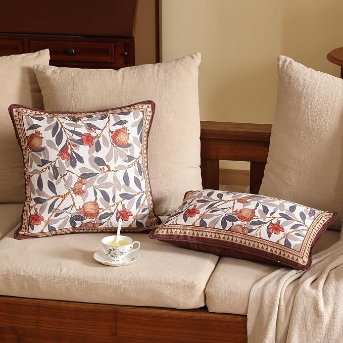 patdrea Designer French Vintage Linen Throw Pillow Cover,12"x20",Set of 2 | Decorative Pillow Case with Zipper,Floral Pattern,Pillow Cover for Couch Living Room Bedroom Sofa