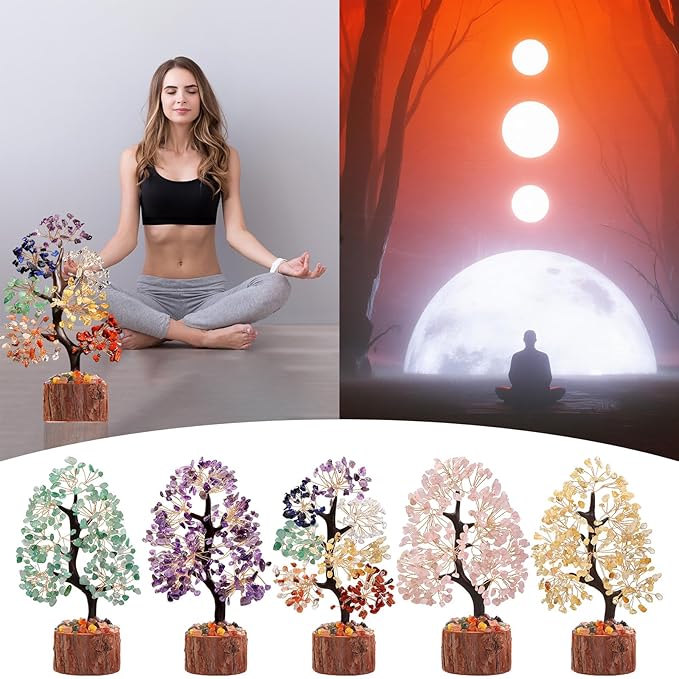 7 Chakra Crystal Tree of Life,Birthday Gifts for Women, Healing Crystal and Stones for Positive Energy,Gifts for Sister and Mom,House Warming Gift,Money Feng Shui Tree Decoration