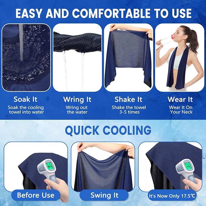 Hosuly 30 Pack Cooling Towels, 40"x12" Ice Breathable Soft Chilly Sweat Rag Microfiber Workout Rags for Gym Cooling Towels for Neck and Face for Yoga Golf Sport Running