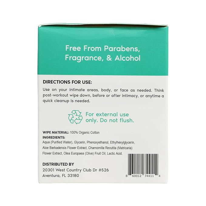 Her Fantasy Box | Everywhere Wipes – 100% Organic Cotton, Gentle & Refreshing, pH-Balanced, Fragrance-Free, Plant-Powered for Body, Face & Intimate Areas, Ideal for Sensitive Skin - 12 Pack, 180 Wipes