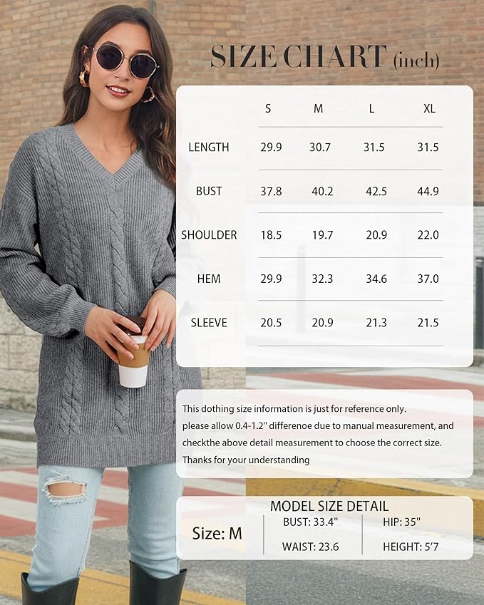 Women's Pullovers Jumper Sweaters Lantern Sleeve Casual V Neck Fall Knit Mini Sweater Dresses
