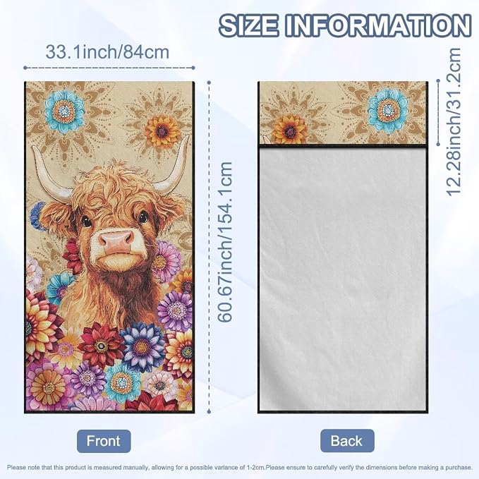 INSTANTARTS Dahlia Highland Cow Car Seat Cover Protector Sweat Towel Multi-Functional Car Towel