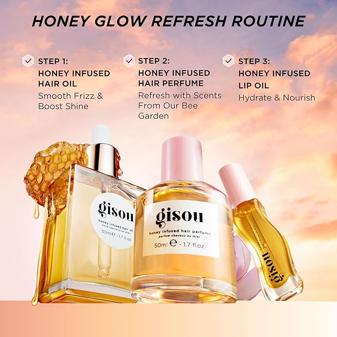 Gisou Honey Infused Hydrating Lip Oil, Nourishing Lip Moisturizer for Dry Lips, 0.27 fl oz (Watermelon Sugar)