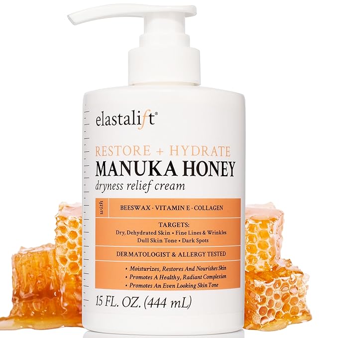 Elastalift Manuka Honey Cream Face Moisturizer & Body Butter Lotion For Dry Skin | Firming & Hydrating Miracle Balm Skin Care Moisturizing Lotion For Women, Wrinkles, & Sun Damaged Skin, 2-Pack