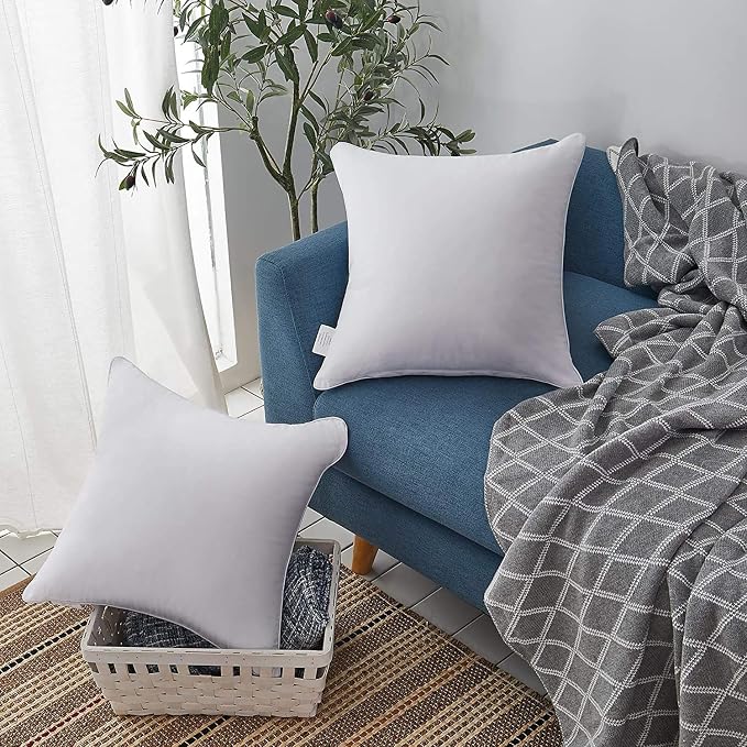 Leeden 24 x 24 Pillow Inserts (Set of 2) - Throw Pillow Inserts with 100% Cotton Cover - 24 Inch Square Decorative Pillows for Sofa, Couch, Bed and Home Decor