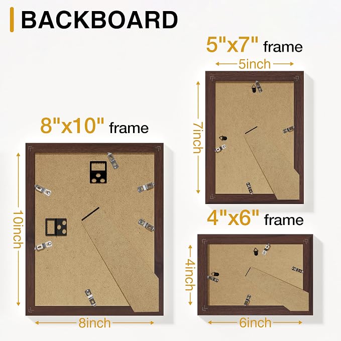 Vittanly 15 Pack Picture Frames Collage Wall Decor, Wall/Tabletop Display | Light Brown, Multi-Size Gallery Wall Frame Set: 3pcs 8x10, 6pcs 5x7, 6pcs 4x6. Picture Frame Set for Family