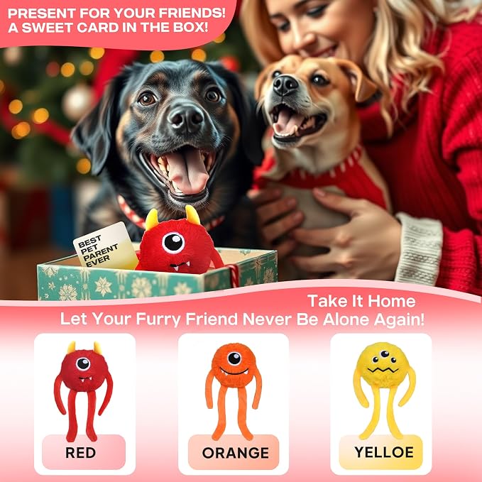 Fida Dog Toys for Aggressive Chewers, 3 in 1, Tough Squeaky Ball, Red