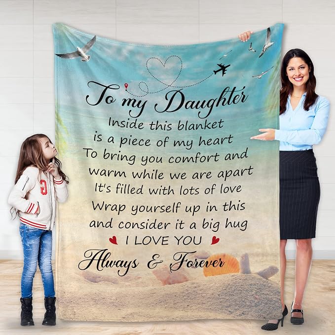Daughter Gifts from Mom and Dad – to My Daughter Blanket, Thoughtful Mothers Day, Birthday, or Graduation Gift, Best Gift Idea for Her, Soft and Cozy Throw Blanket 50x60 Inches