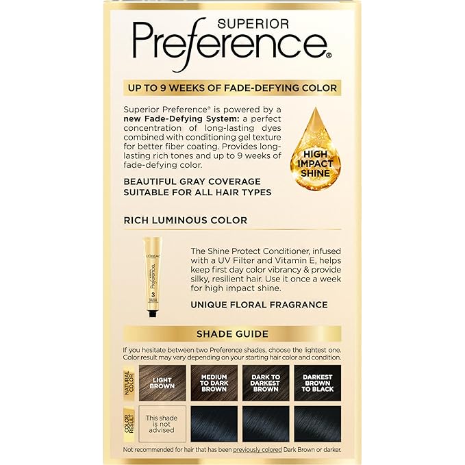 L'Oreal Paris Superior Preference Luminous Fade-Defying Permanent Hair Color, Hair Dye For Up to 9 Weeks of Radiance, 2BL Blue Black, 1 Kit