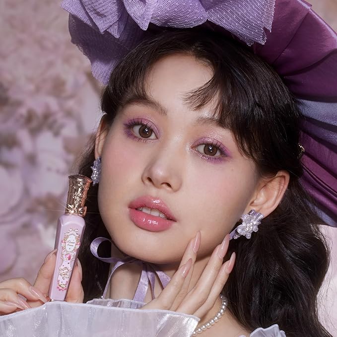 Flower Knows Violet Strawberry Rococo Glowy Lip Gloss,Moisturizing Shine Pink Lip Plumper Oil,Hydrating Lip Tint for Girls&Women,Vegan & Cruelty-Free,0.12 Fl Oz(G01 Strawberry Macaron)