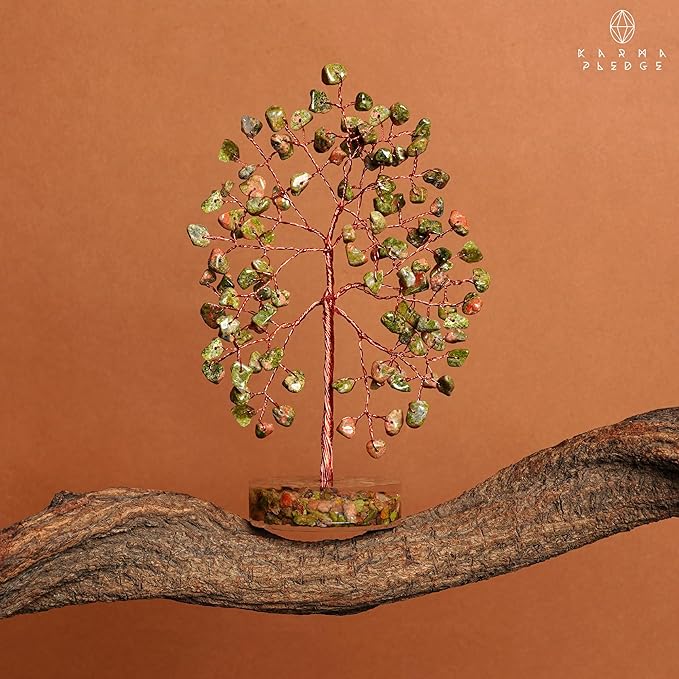 Unakite Crystal Tree of Life Birthday Gifts for Women, Men, Friends, Handmade Chakra Healing Crystals Tree for Home Office Decor, Positivity, Good Luck, Money, Unique Gifts for Her Mom, Sister, Dad
