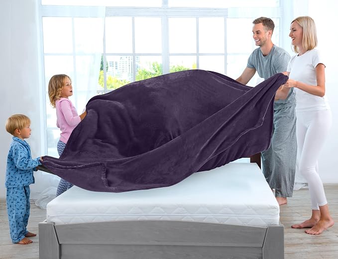 Utopia Bedding Ultra Soft Fleece Bed Blanket Queen Size Purple (90x90 Inch) | Microfiber Plush Warm Lightweight Breathable Cozy Blanket Anti-Static, All Season Use, Gift for Women and Men