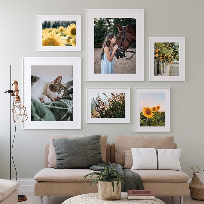 upsimples 11x17 Picture Frame, Gallery Wall Frames Set of 5, White | Poster Frame Collage Wall Decor, 9x15 Picture Frame with Mat for Family, Baby, Hallway, Christmas