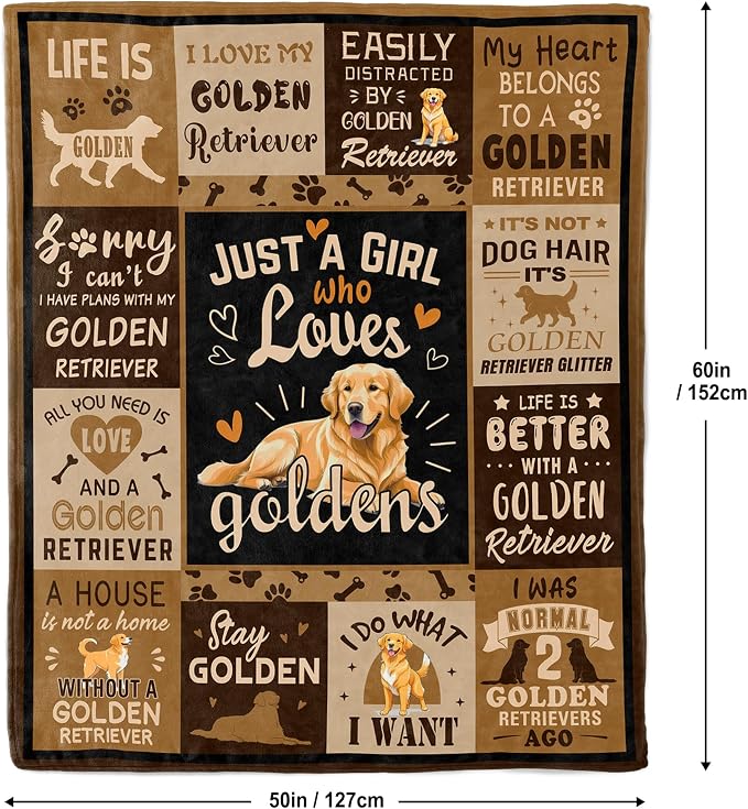 Golden Retriever Gifts for Women, Golden Retriever Blanket 50"x60" | Gifts for Golden Retriever Lovers/Mom/Owners, Golden Retriever Gifts/Decor for Adults/Girls/Teens/Her for Birthday/Christmas