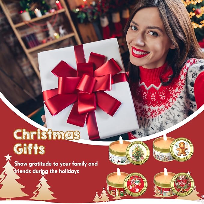 MTLEE 36 Sets Christmas Candles Bulk Holiday Small Scented Candles Party Favors with Organza Bag and Cards Bulk Candle Gifts for Home Supplies Holiday Travel(Romantic)