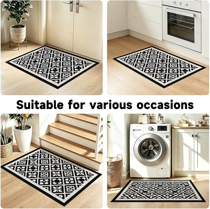Ileading Indoor Door Mat 2x3ft, Absorbent Muddy Mats for Dogs, Low-Profile Entrance Welcome Mat with Non-Slip Rubber Backing, Washable Runner Carpet for Hallway,Entryway,Kitchen