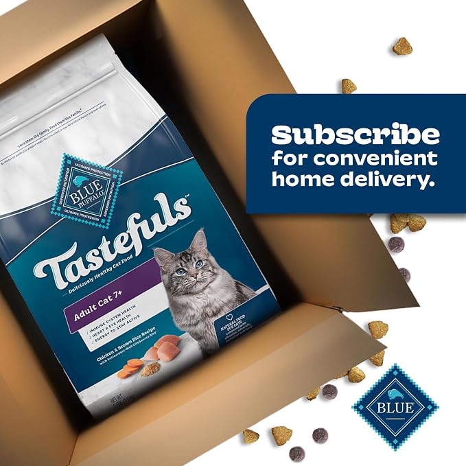 Blue Buffalo Tastefuls Chicken & Brown Rice Senior Dry Cat Food, 3 lb | Chicken & Brown Rice Recipe, For Cats 7 Years and Older, Antioxidant-Rich LifeSource Bits