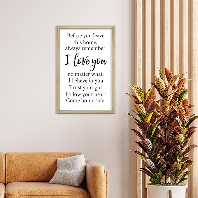 RLWangChao Before You Leave This Home Wall Decor Art 24"X16" Wood | I Love You Sign, Inspirational Quotes, Family Entryway, Wood Framed Wall Hanging