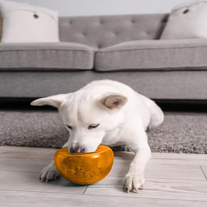 Outward Hound Snoop Interactive Treat Dispensing Dog Toy, Orange, 5" | Rolls & Bounces, Treat Stuffer, Puzzle Ball & Slow Feeder, Enrichment, Mint Scented, Easy Clean, No BPA, Medium to Large Dogs