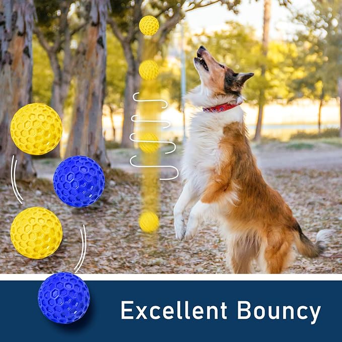 2 Pack Indestructible Squeaky Dog Balls for Aggressive Chewers, Interactive Dog Toys for Teething, Relieving Anxiety. Chew Toy for Large, Medium Breeds, Outdoor Rubber Balls.