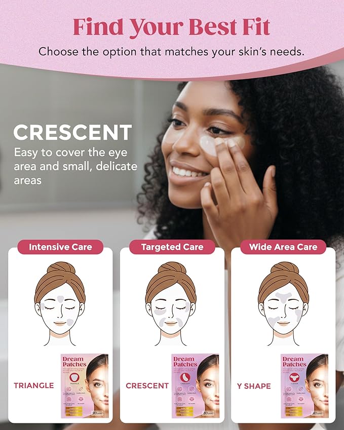 Smile Line Patches & Under Eye Patches for Wrinkles – Anti Wrinkle Facial Patches, Wrinkle Tape & Face Tape/Dream Patches/CRESCENT- Made in Japan