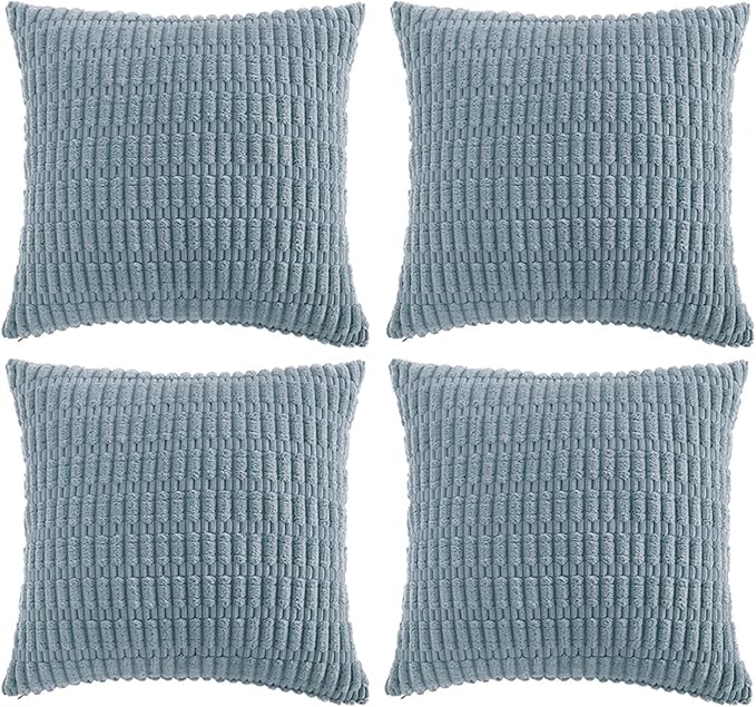 Fancy Homi 4 Packs Decorative Throw Pillow Covers for Living Room Couch Bed, Modern Farmhouse Boho Home Décor Accent Cushion Case, 20" x 20", Light Blue