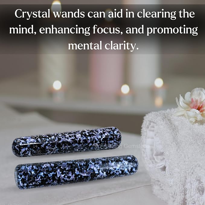 Amazing Gemstone Indigo Gabbro Crystal Wand Massage Stick - Pelvic Wand Gua Sha for Adults - Crystals and Healing Stones Massage Wands for Adults Gifts (Smooth)