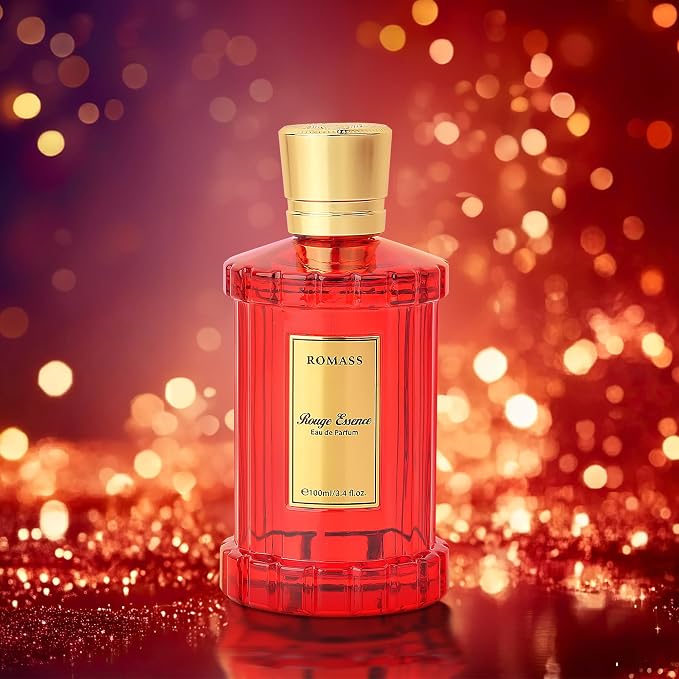 ROMASS Rouge Essence Luxe Eau De Perfume - 8+ Hours Long-Lasting Fragrance with Vibrant Saffron, Warm Amber, Woody Accords & Creamy Almond Notes100ml