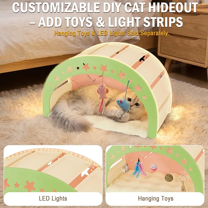 Cat Scratcher Bed, 3 in 1 Design-Bed, Scratcher, Hideaway Cave | with Elevated Sisal Pad & Reversible Fleece Mat,Sturdy HDPE Lounge for Indoor Cats, Tool-Free 30s Assembly, Supports 30 lbs