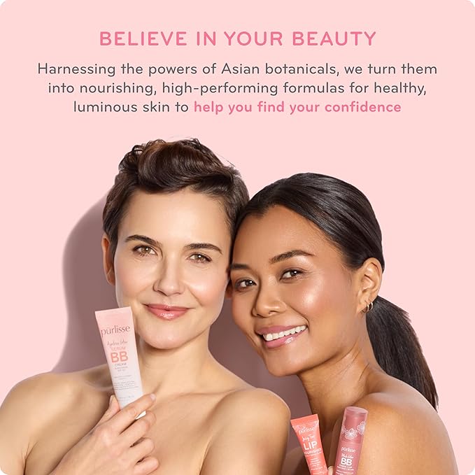 pūrlisse Radiant Glow Illuminating BB Cream with SPF 30 - Glow BB Cream Enriched with Goji & Hawthorn Berry for Dewy Skin - Helps to Improve Skin Texture & Radiance - Light (1.4 oz)