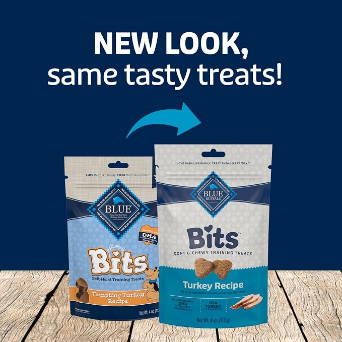 Blue Buffalo Bits Turkey Training Treats, 4 oz | Real Turkey First, DHA for Cognitive Development, No Chicken By-Product Meals, Corn, Wheat, or Soy