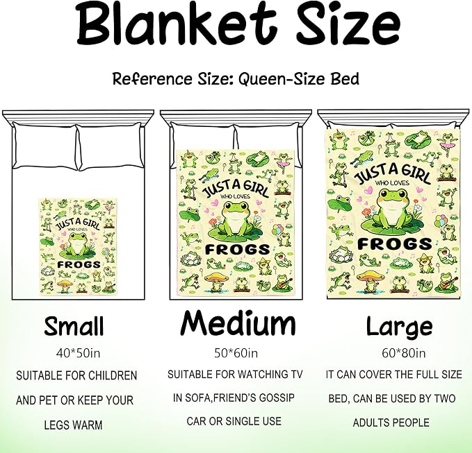 Frog Blanket Gifts for Frog Lovers Soft Flannel Frogs Throw Blanket Bedding Decor 50"x40"