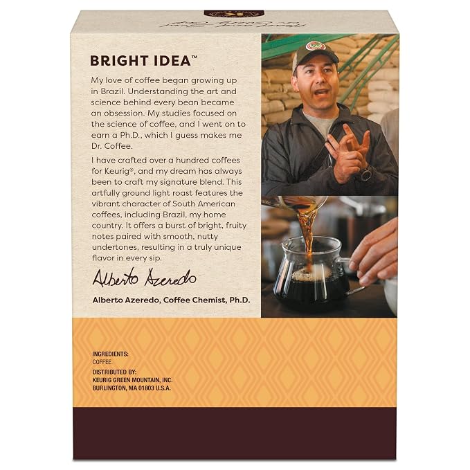 Keurig Coffee Collective, Bright Idea by Alberto Azeredo, Light Roast Coffee, Single Serve Keurig K-Cup Pods, 20 Count