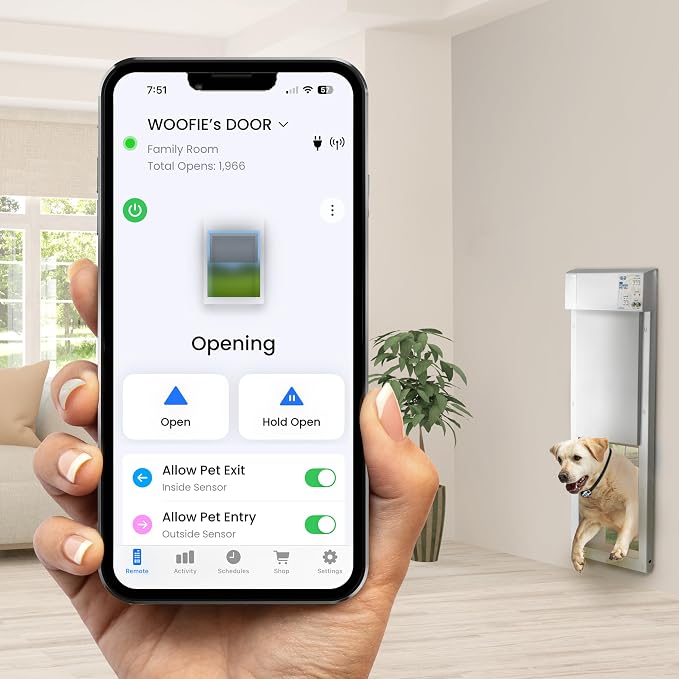 Power Pet Smart Automatic Electronic Pet Door by High Tech Pet (Door Mount, Medium, WiFi Enabled - App Control)